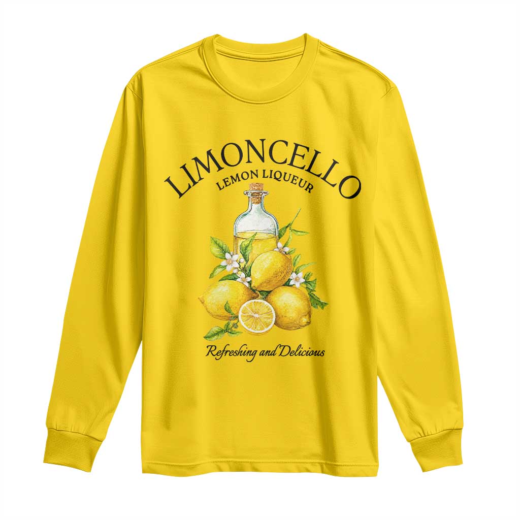 Vintage Limoncello Lemon Liqueur Long Sleeve Shirt Italian Summer Letter Fruit Printed Graphic TS10 Daisy Print Your Wear