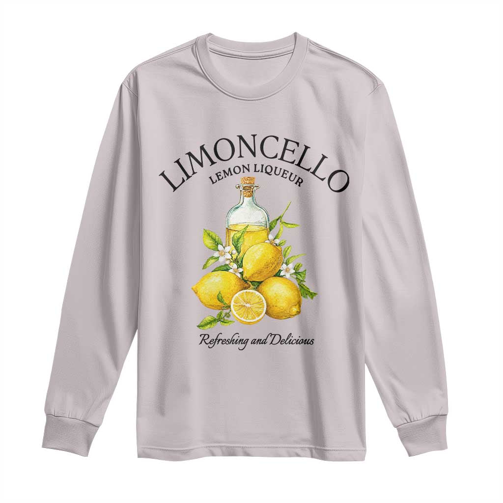 Vintage Limoncello Lemon Liqueur Long Sleeve Shirt Italian Summer Letter Fruit Printed Graphic TS10 Ice Gray Print Your Wear