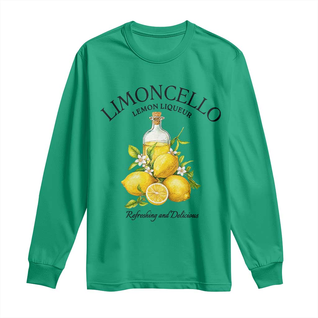 Vintage Limoncello Lemon Liqueur Long Sleeve Shirt Italian Summer Letter Fruit Printed Graphic TS10 Irish Green Print Your Wear