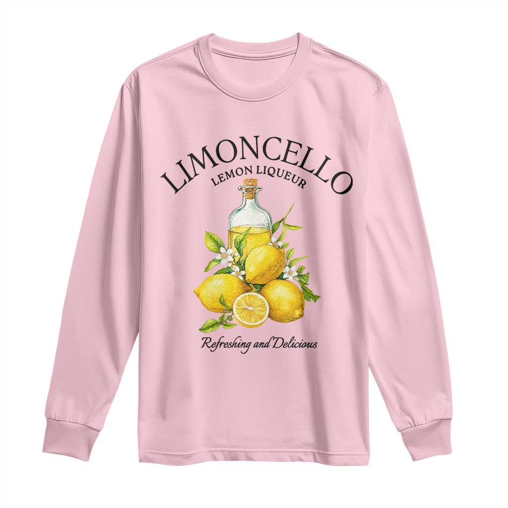 Vintage Limoncello Lemon Liqueur Long Sleeve Shirt Italian Summer Letter Fruit Printed Graphic TS10 Light Pink Print Your Wear