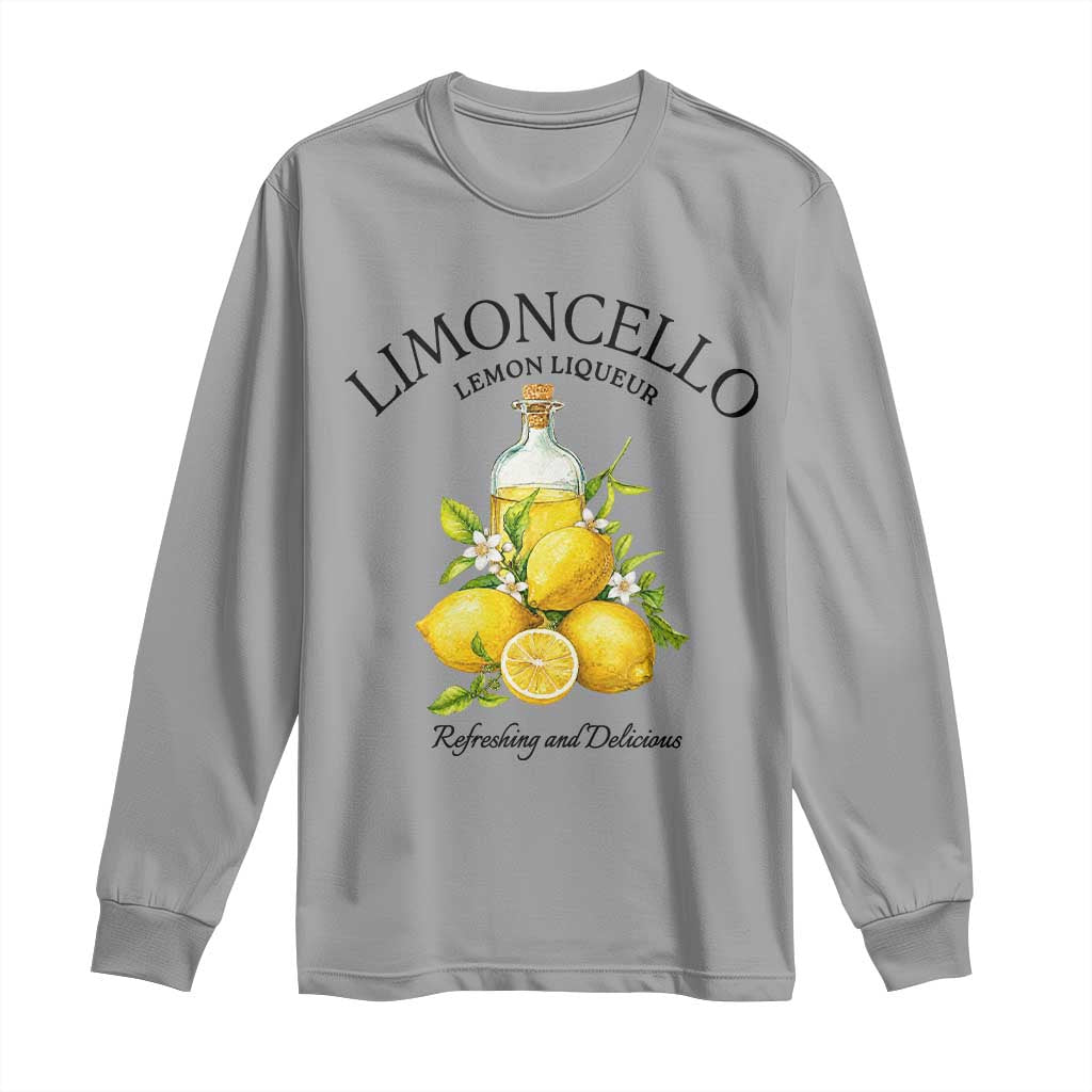 Vintage Limoncello Lemon Liqueur Long Sleeve Shirt Italian Summer Letter Fruit Printed Graphic TS10 Sport Gray Print Your Wear