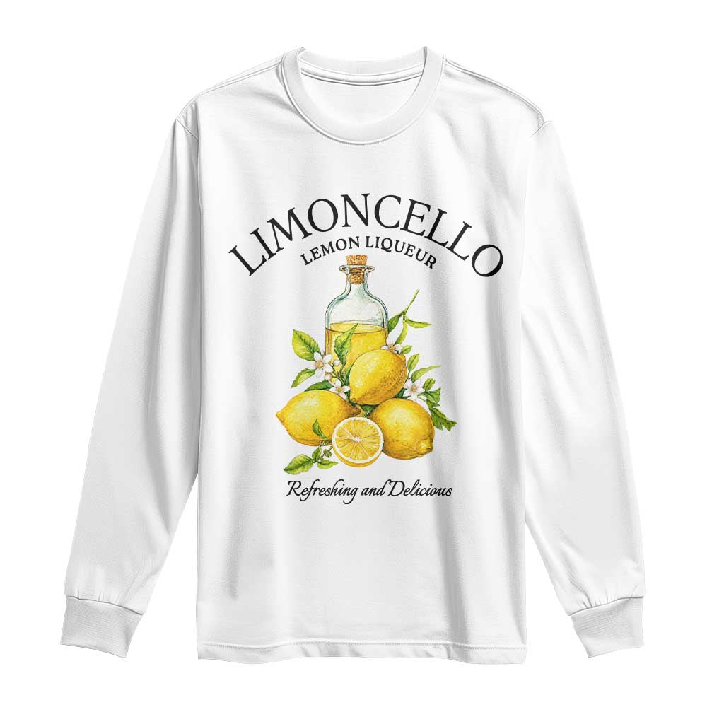 Vintage Limoncello Lemon Liqueur Long Sleeve Shirt Italian Summer Letter Fruit Printed Graphic
