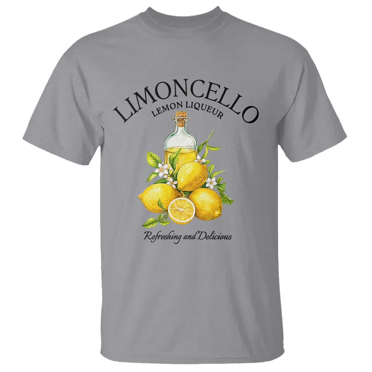 Vintage Limoncello Lemon Liqueur T Shirt Italian Summer Letter Fruit Printed Graphic TS10 Sport Gray Print Your Wear