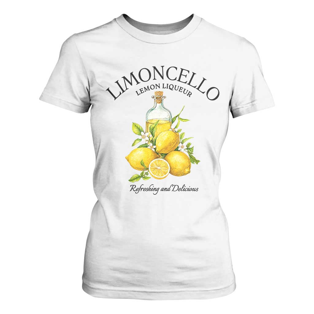 Vintage Limoncello Lemon Liqueur T Shirt For Women Italian Summer Letter Fruit Printed Graphic TS10 White Print Your Wear