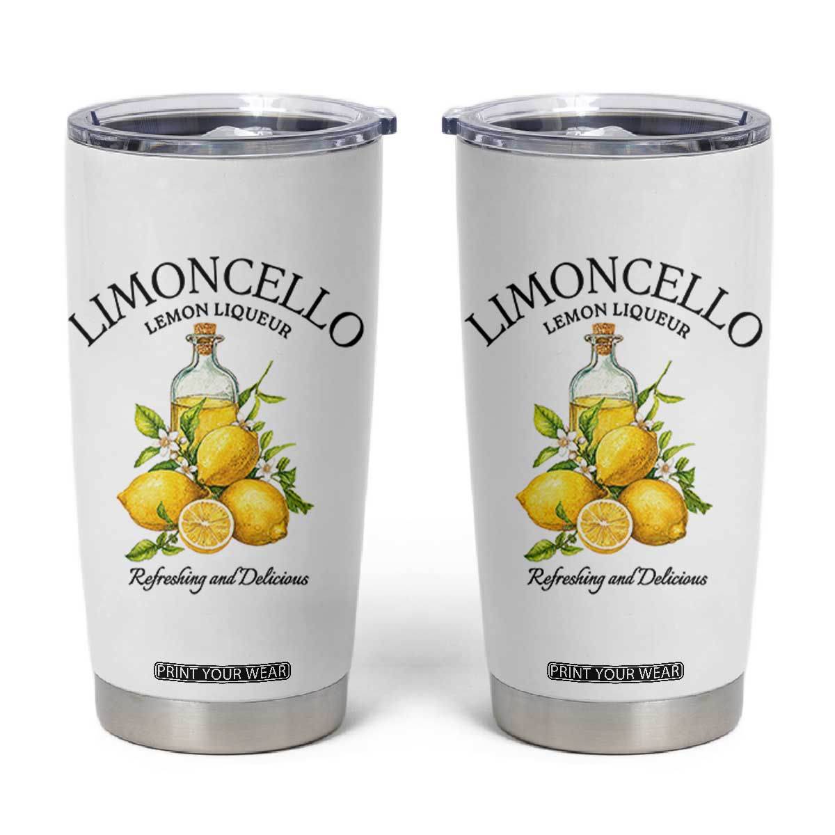 Vintage Limoncello Lemon Liqueur Tumbler Cup Italian Summer Letter Fruit Printed Graphic TS10 White Print Your Wear