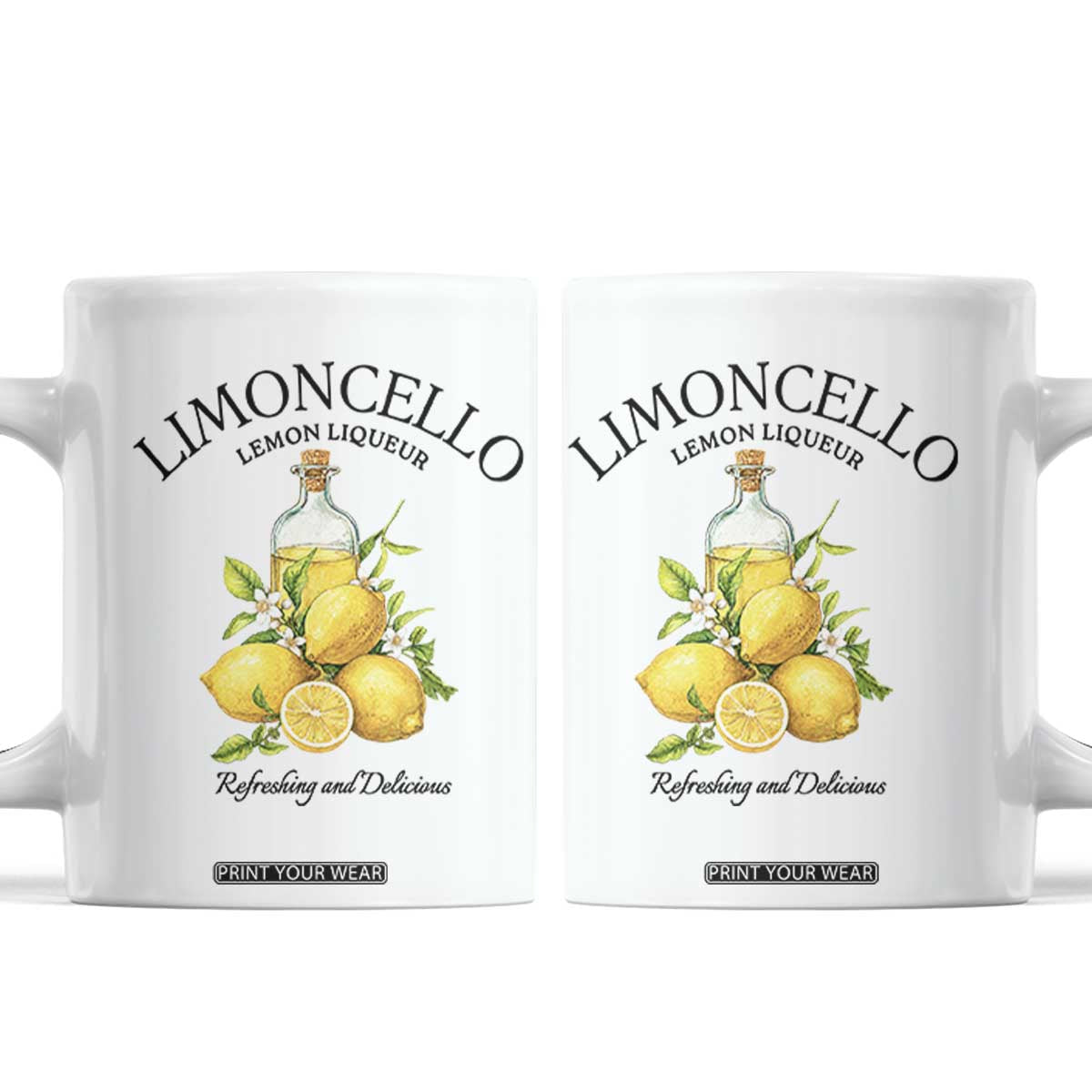 Vintage Limoncello Lemon Liqueur Coffee Mug Italian Summer Letter Fruit Printed Graphic