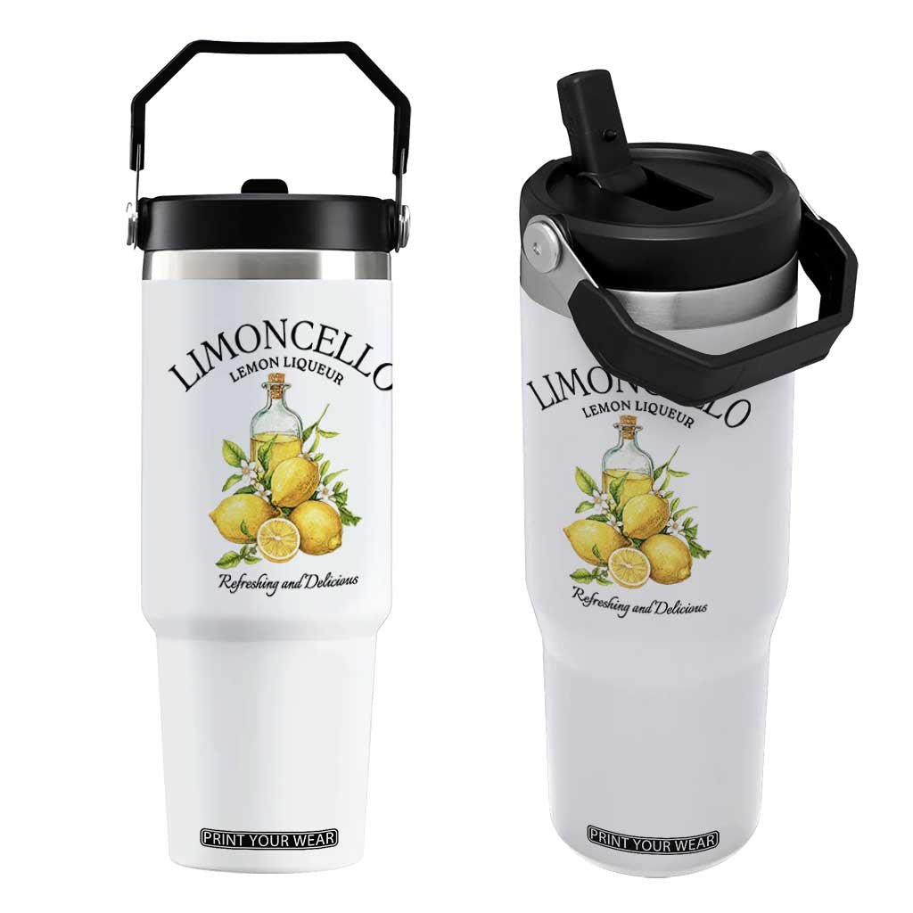 Vintage Limoncello Lemon Liqueur Flip Straw Tumbler Italian Summer Letter Fruit Printed Graphic TS10 One Size: 30 oz White Print Your Wear