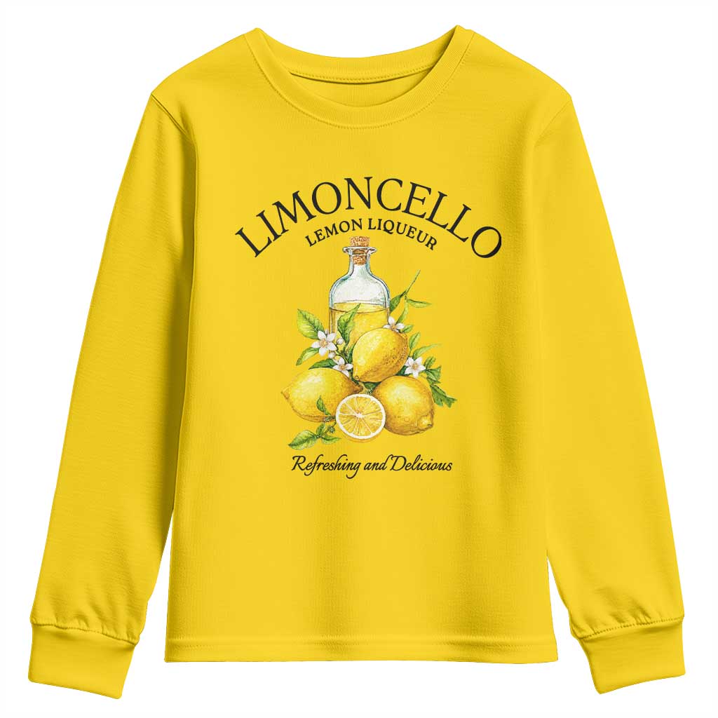 Vintage Limoncello Lemon Liqueur Youth Sweatshirt Italian Summer Letter Fruit Printed Graphic TS10 Daisy Print Your Wear