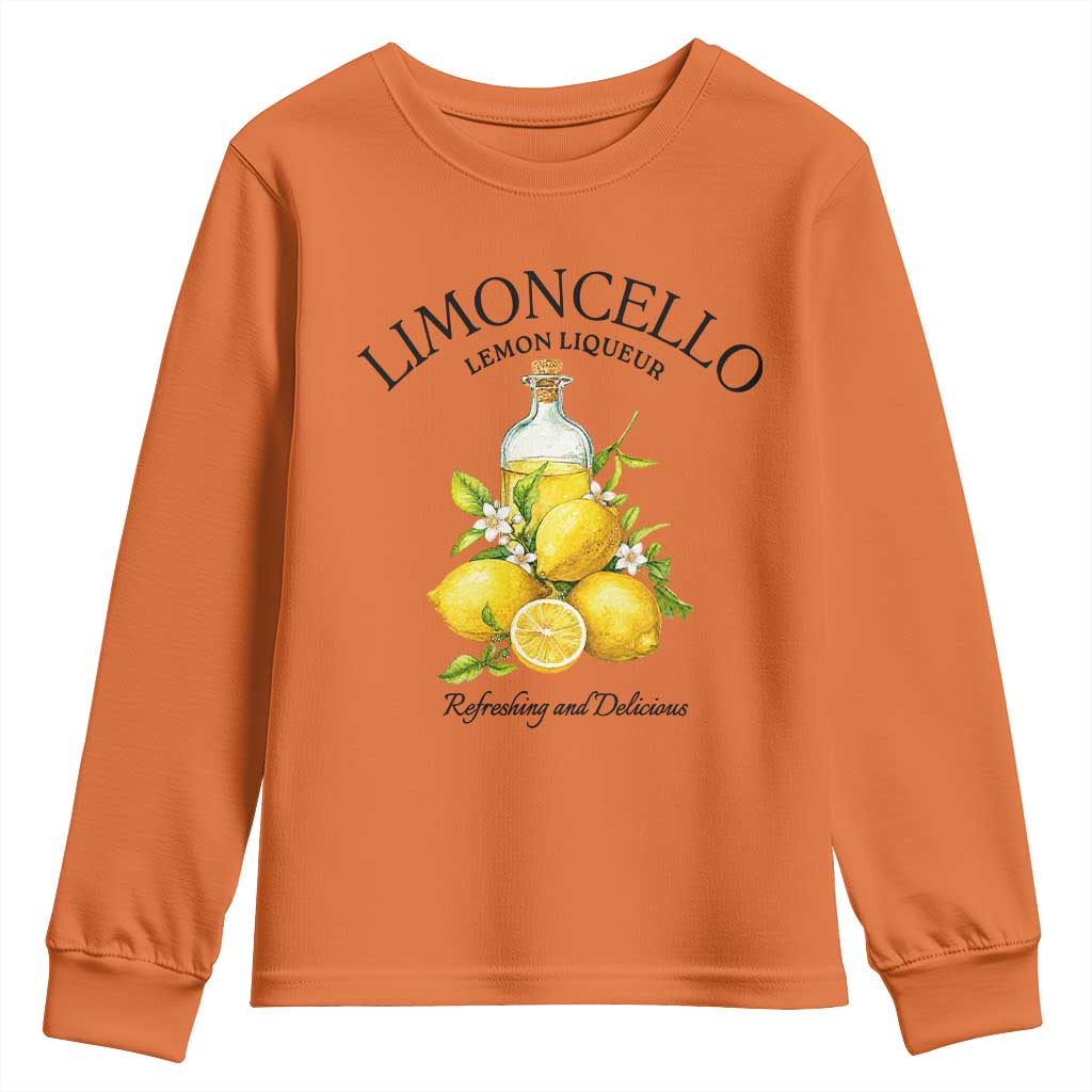 Vintage Limoncello Lemon Liqueur Youth Sweatshirt Italian Summer Letter Fruit Printed Graphic TS10 Orange Print Your Wear