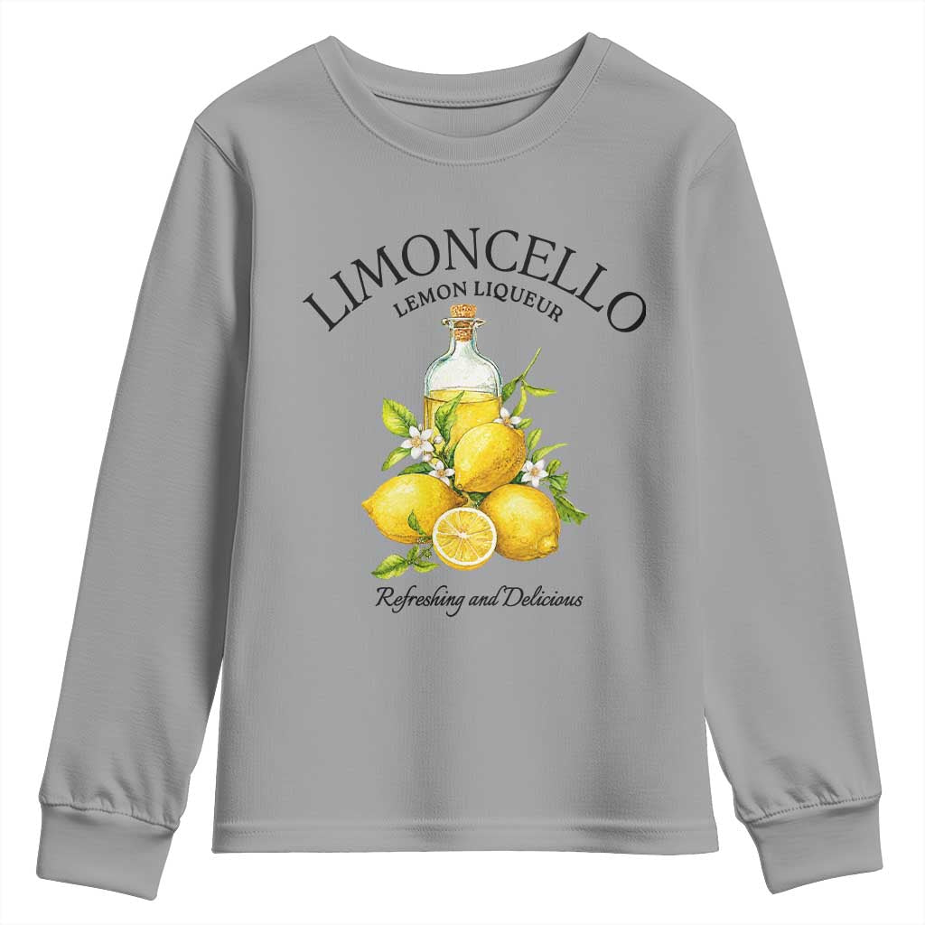 Vintage Limoncello Lemon Liqueur Youth Sweatshirt Italian Summer Letter Fruit Printed Graphic TS10 Sport Gray Print Your Wear