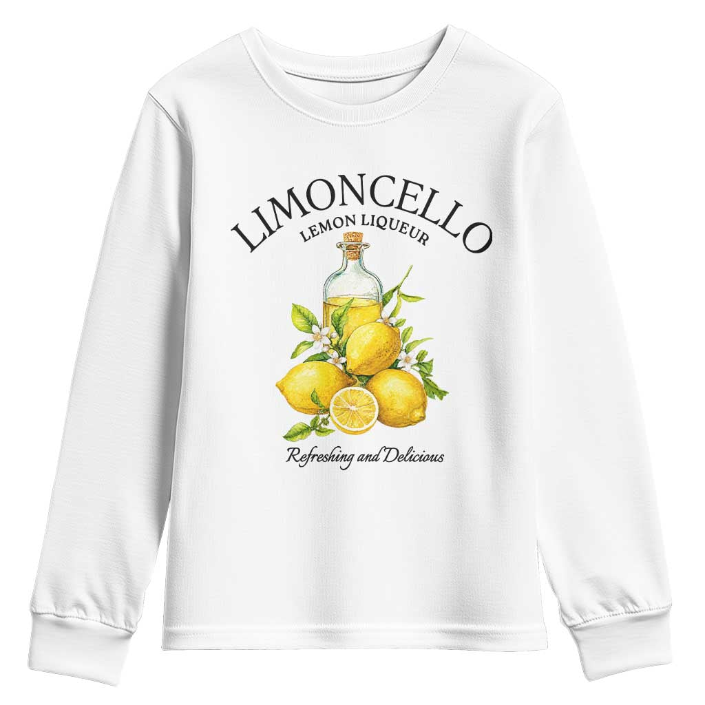 Vintage Limoncello Lemon Liqueur Youth Sweatshirt Italian Summer Letter Fruit Printed Graphic TS10 White Print Your Wear