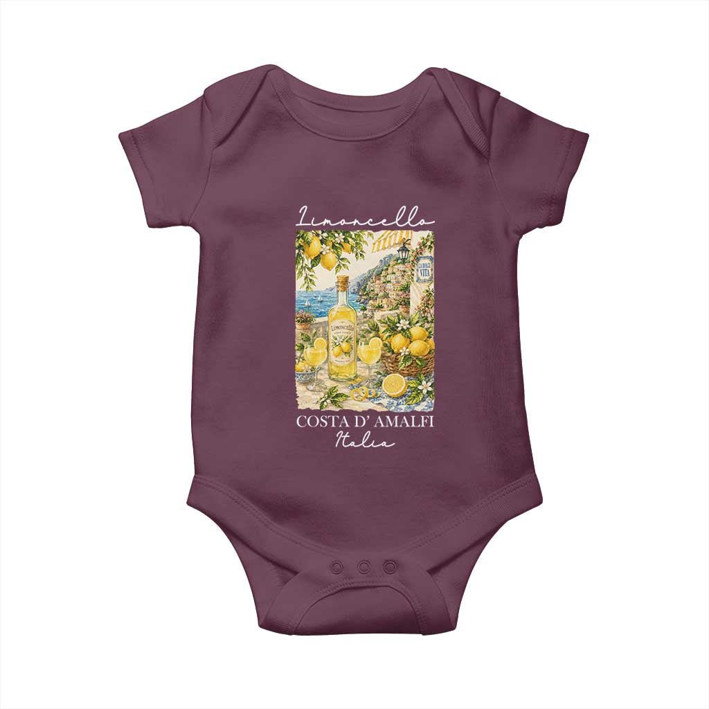 Limoncello Amalfi Coast Baby Onesie Lemon Lover Italian Summer Fruit TS10 Maroon Print Your Wear