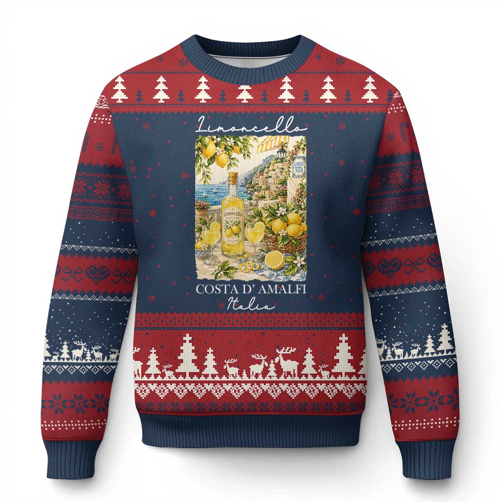 Limoncello Amalfi Coast Ugly Christmas Sweater Lemon Lover Italian Summer Fruit TS10 Navy Red Print Your Wear