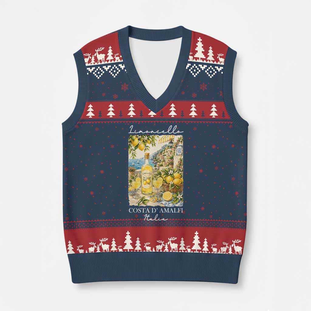 Limoncello Amalfi Coast V-Neck Knit Sweater Vest Lemon Lover Italian Summer Fruit TS10 Navy Red Print Your Wear