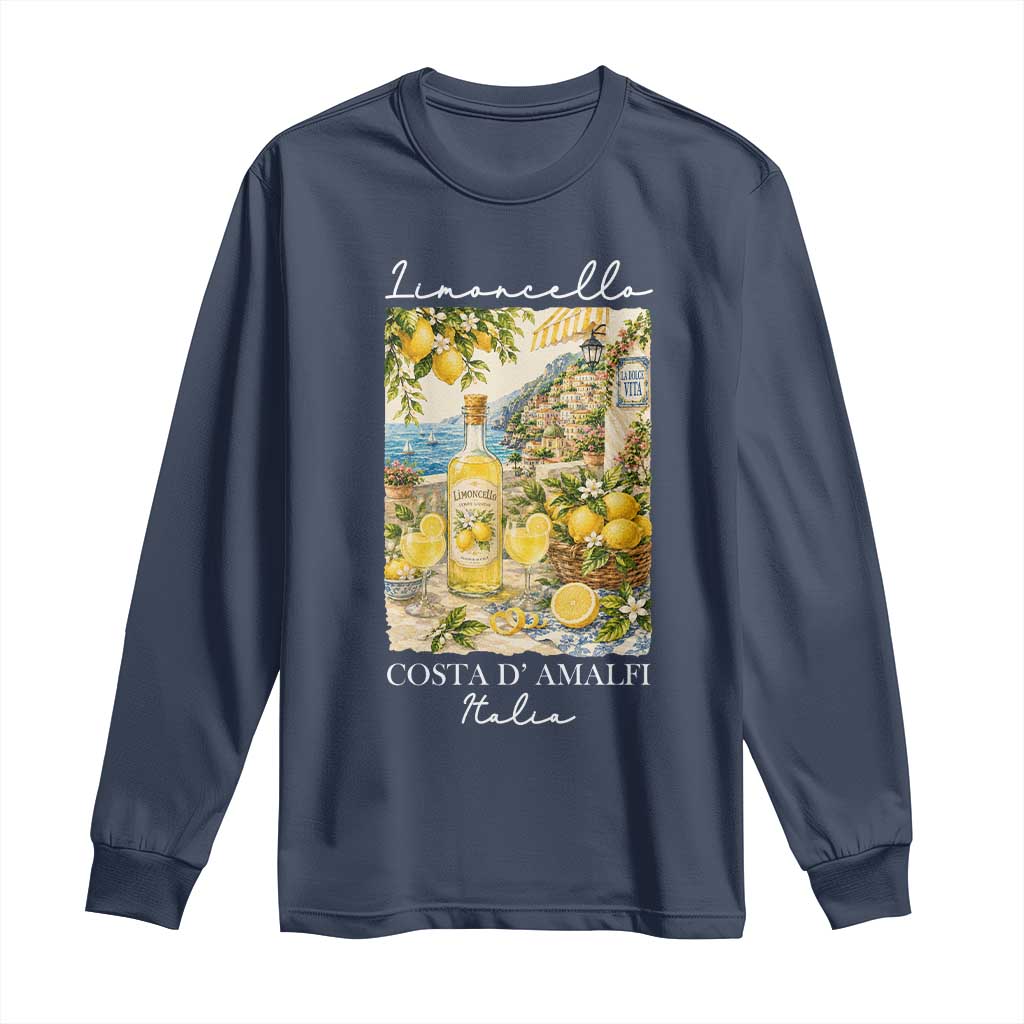 Limoncello Amalfi Coast Long Sleeve Shirt Lemon Lover Italian Summer Fruit TS10 Navy Print Your Wear