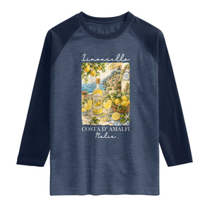 Limoncello Amalfi Coast Raglan Shirt Lemon Lover Italian Summer Fruit TS10 Heather Denim Navy Print Your Wear