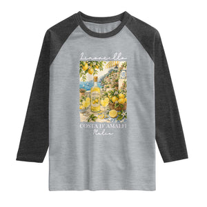 Limoncello Amalfi Coast Raglan Shirt Lemon Lover Italian Summer Fruit TS10 Heather Gray Heather Charcoal Print Your Wear