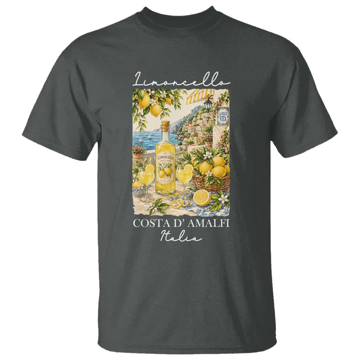 Limoncello Amalfi Coast T Shirt Lemon Lover Italian Summer Fruit TS10 Dark Heather Print Your Wear