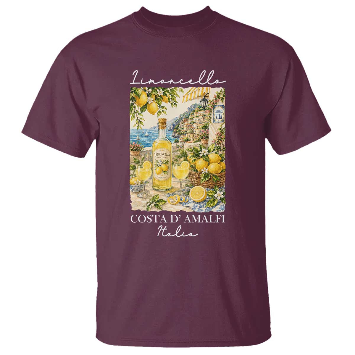 Limoncello Amalfi Coast T Shirt Lemon Lover Italian Summer Fruit TS10 Maroon Print Your Wear