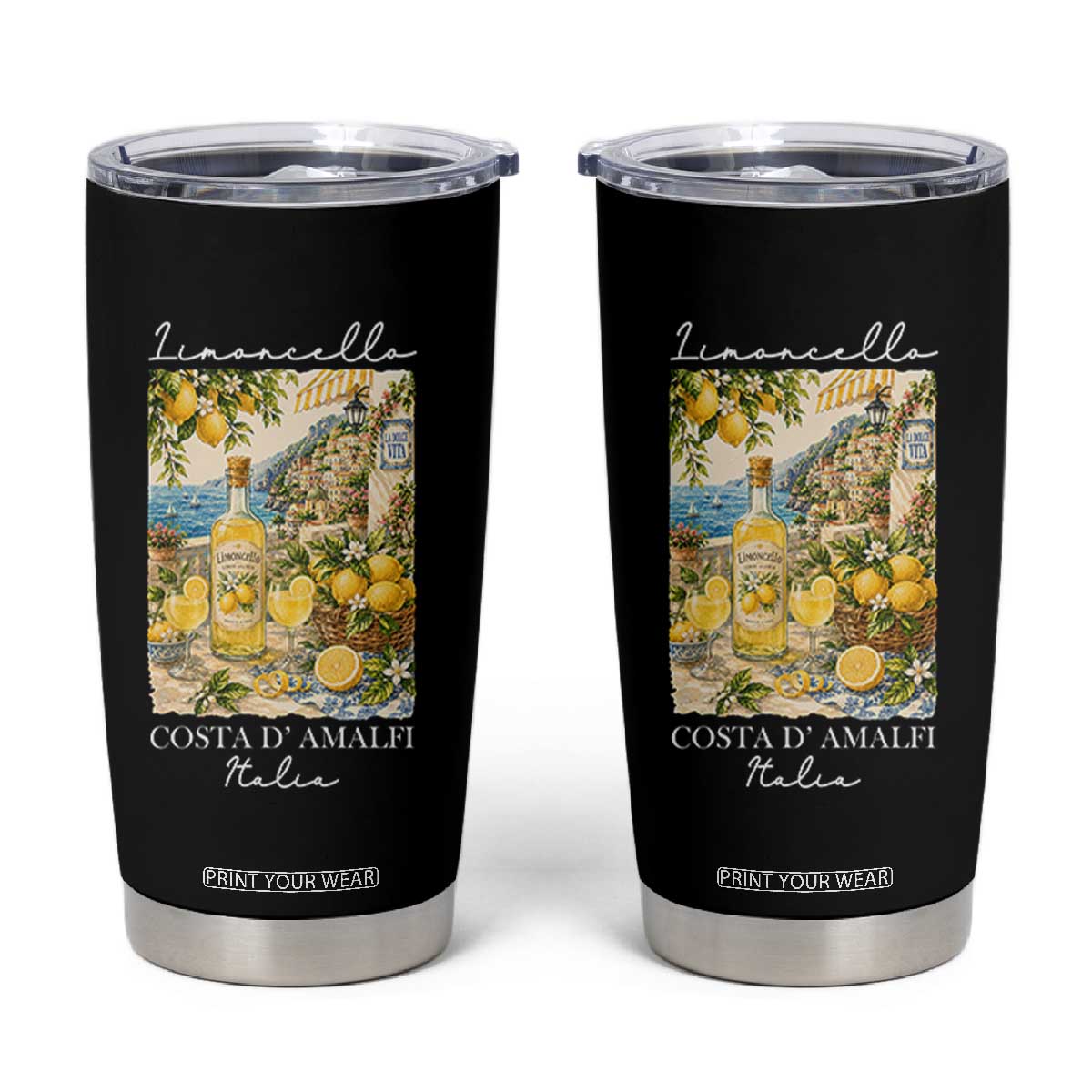 Limoncello Amalfi Coast Tumbler Cup Lemon Lover Italian Summer Fruit TS10 Black Print Your Wear