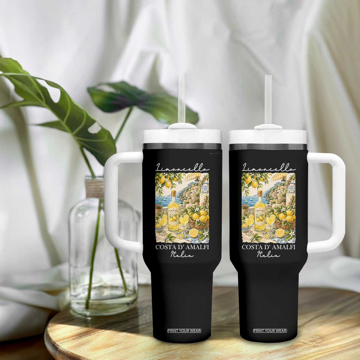 Limoncello Amalfi Coast Tumbler With Handle Lemon Lover Italian Summer Fruit TS10 Print Your Wear