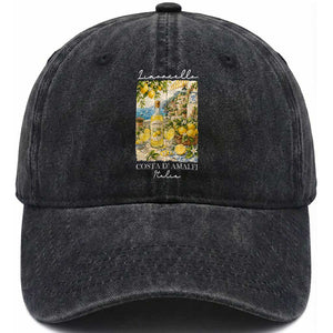 Limoncello Amalfi Coast Washed Cotton Baseball Cap Lemon Lover Italian Summer Fruit