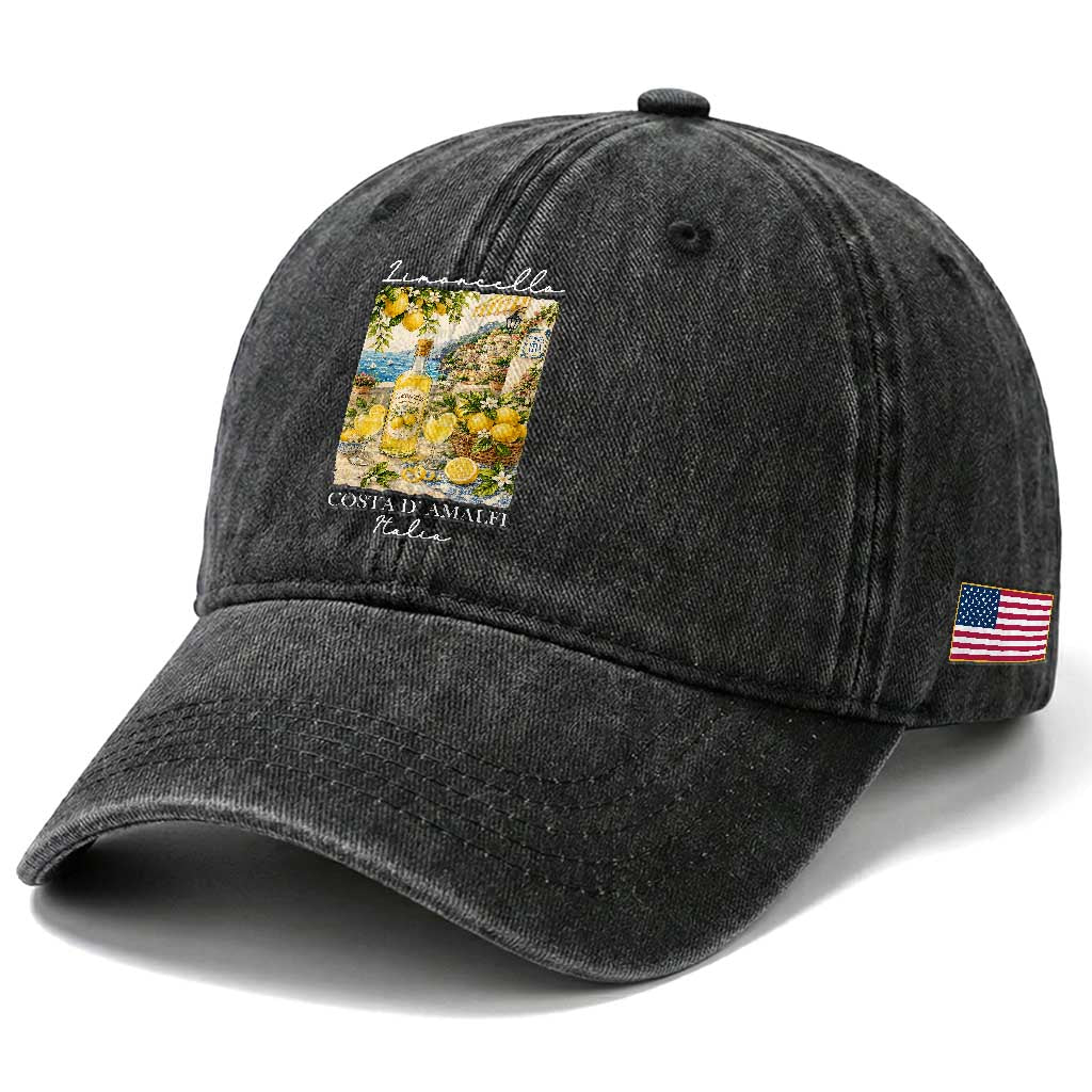 Limoncello Amalfi Coast Washed Cotton Baseball Cap Lemon Lover Italian Summer Fruit