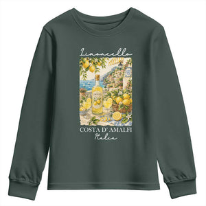 Limoncello Amalfi Coast Youth Sweatshirt Lemon Lover Italian Summer Fruit TS10 Dark Forest Green Print Your Wear