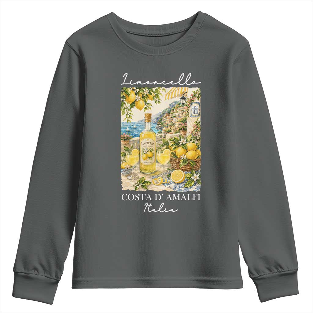 Limoncello Amalfi Coast Youth Sweatshirt Lemon Lover Italian Summer Fruit TS10 Dark Heather Print Your Wear