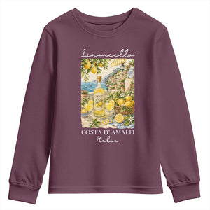 Limoncello Amalfi Coast Youth Sweatshirt Lemon Lover Italian Summer Fruit TS10 Maroon Print Your Wear