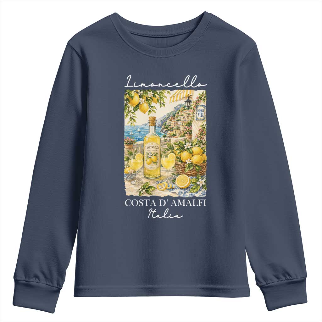 Limoncello Amalfi Coast Youth Sweatshirt Lemon Lover Italian Summer Fruit TS10 Navy Print Your Wear