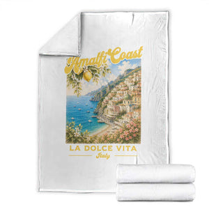 Amalfi Coast La Dolce Vita Italy Throw Blanket Vintage Summer Amalfi Coast TS10 White Print Your Wear