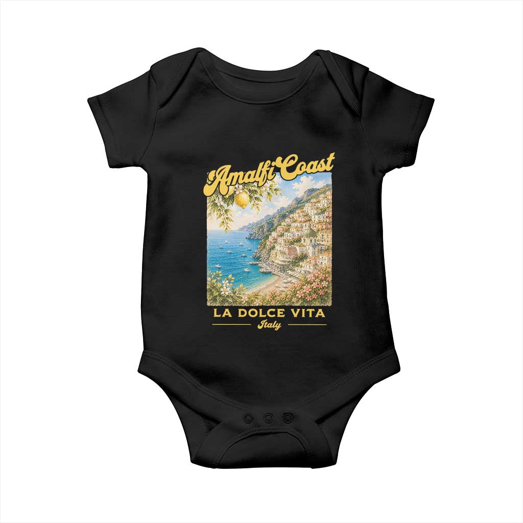 Amalfi Coast La Dolce Vita Italy Baby Onesie Vintage Summer Amalfi Coast TS10 Black Print Your Wear