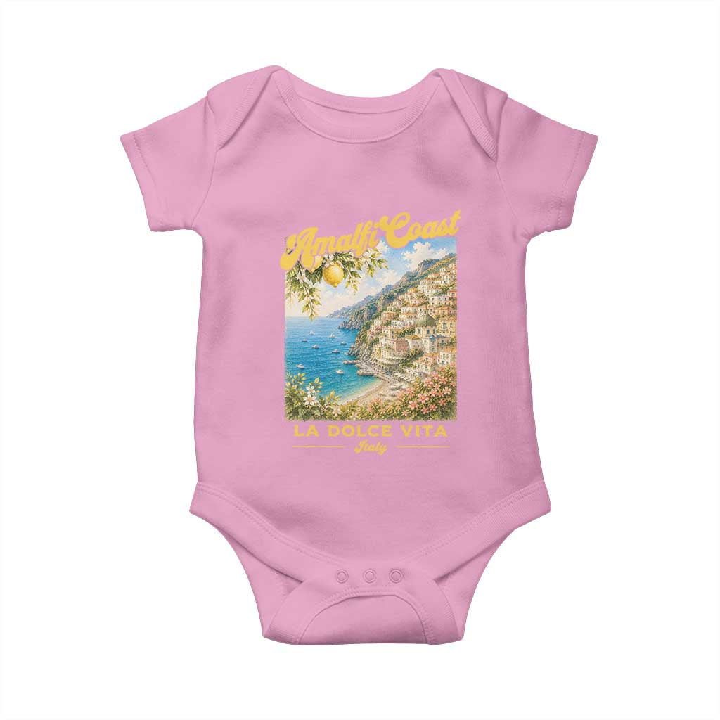 Amalfi Coast La Dolce Vita Italy Baby Onesie Vintage Summer Amalfi Coast TS10 Light Pink Print Your Wear