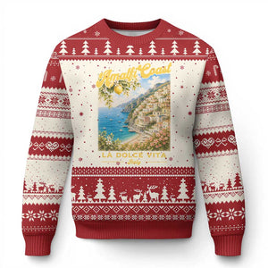 Amalfi Coast La Dolce Vita Italy Ugly Christmas Sweater Vintage Summer Amalfi Coast TS10 Beige Red Print Your Wear