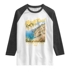 Amalfi Coast La Dolce Vita Italy Raglan Shirt Vintage Summer Amalfi Coast TS10 White Heather Charcoal Print Your Wear