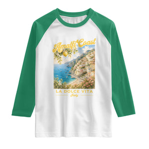 Amalfi Coast La Dolce Vita Italy Raglan Shirt Vintage Summer Amalfi Coast TS10 White Kelly Green Print Your Wear