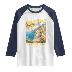 Amalfi Coast La Dolce Vita Italy Raglan Shirt Vintage Summer Amalfi Coast TS10 White Navy Print Your Wear