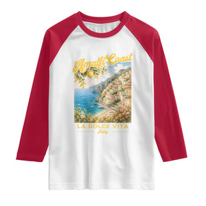 Amalfi Coast La Dolce Vita Italy Raglan Shirt Vintage Summer Amalfi Coast TS10 White Red Print Your Wear