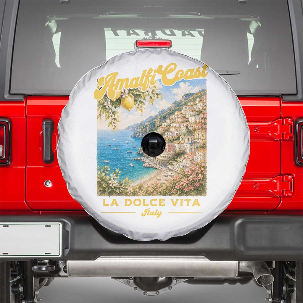 Amalfi Coast La Dolce Vita Italy Spare Tire Cover Vintage Summer Amalfi Coast TS10 White Print Your Wear