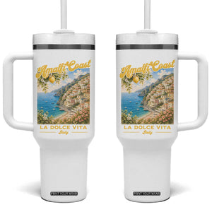 Amalfi Coast La Dolce Vita Italy Tumbler With Handle Vintage Summer Amalfi Coast TS10 One Size: 40 oz White Print Your Wear