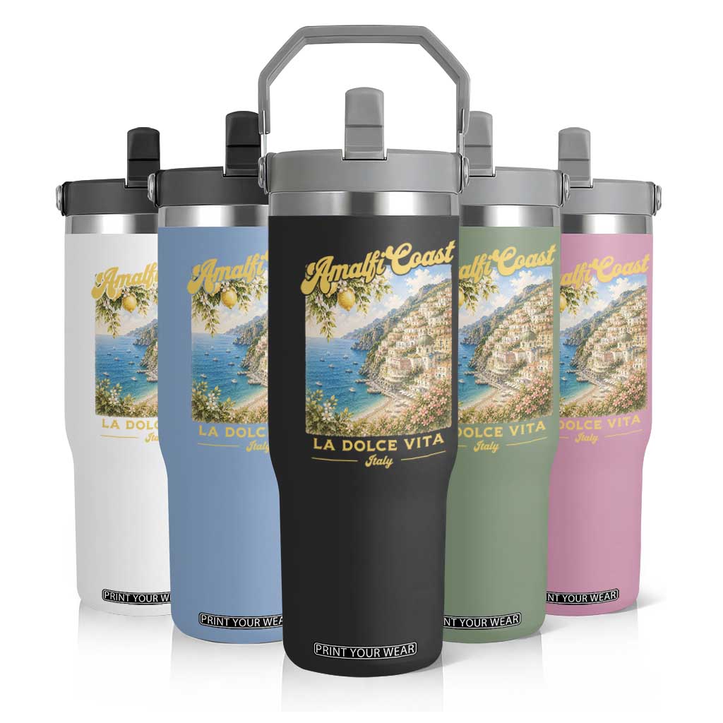 Amalfi Coast La Dolce Vita Italy Flip Straw Tumbler Vintage Summer Amalfi Coast TS10 Print Your Wear