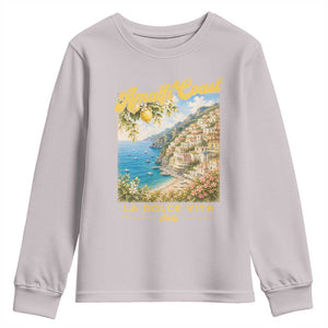 Amalfi Coast La Dolce Vita Italy Youth Sweatshirt Vintage Summer Amalfi Coast TS10 Ice Gray Print Your Wear