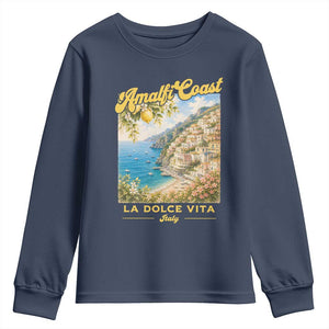 Amalfi Coast La Dolce Vita Italy Youth Sweatshirt Vintage Summer Amalfi Coast TS10 Navy Print Your Wear