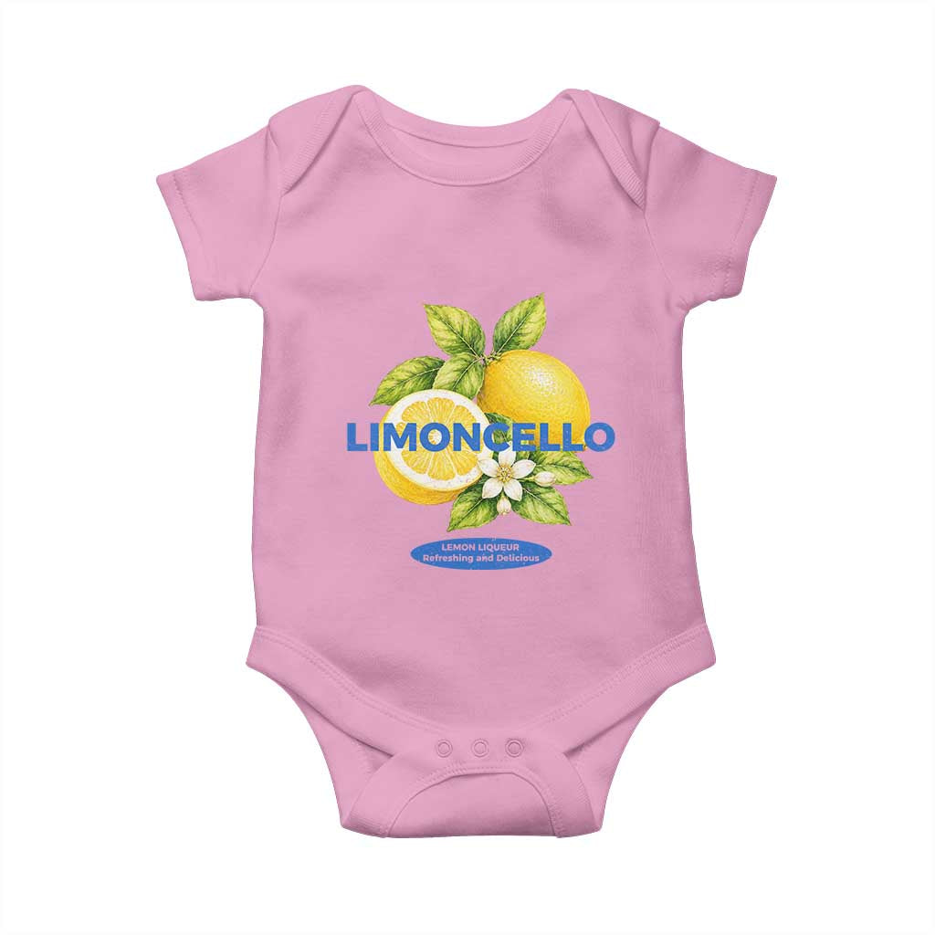 Vintage Limoncello Lemon Liqueur Baby Onesie Citrus Fruit Botanical Italian Summer Graphic TS10 Light Pink Print Your Wear
