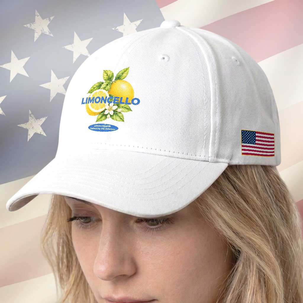 Vintage Limoncello Lemon Liqueur Baseball Cap Citrus Fruit Botanical Italian Summer Graphic