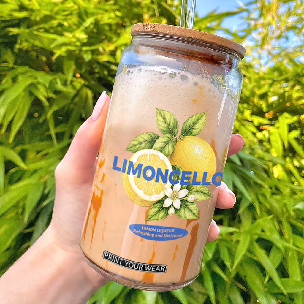 Vintage Limoncello Lemon Liqueur Glass Can Citrus Fruit Botanical Italian Summer Graphic TS10 White Print Your Wear