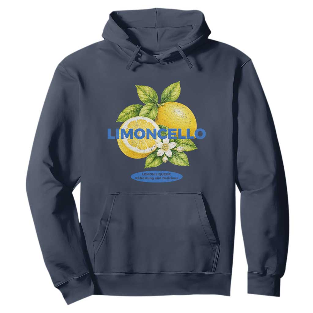 Vintage Limoncello Lemon Liqueur Hoodie Citrus Fruit Botanical Italian Summer Graphic TS10 Navy Print Your Wear