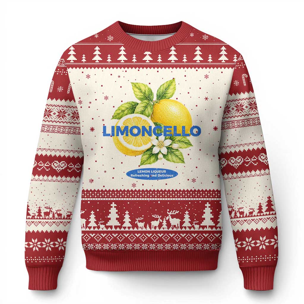 Vintage Limoncello Lemon Liqueur Ugly Christmas Sweater Citrus Fruit Botanical Italian Summer Graphic TS10 Beige Red Print Your Wear