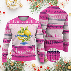 Vintage Limoncello Lemon Liqueur Ugly Christmas Sweater Citrus Fruit Botanical Italian Summer Graphic TS10 Hot Pink Print Your Wear